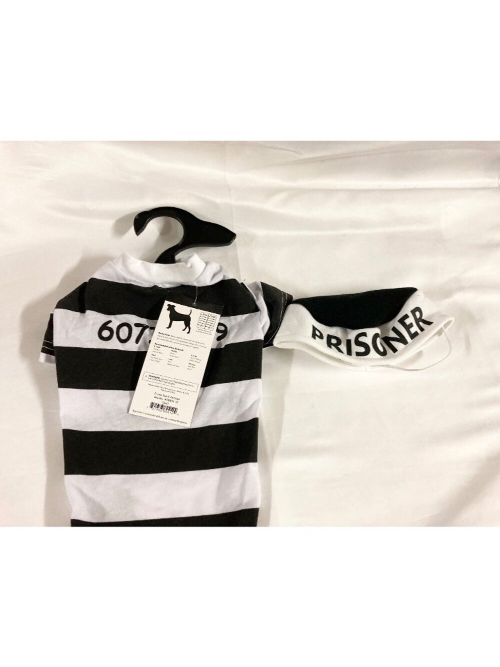 Prison Pooch Costume Dog Outfit Small Black & White Striped Shirt & Hat